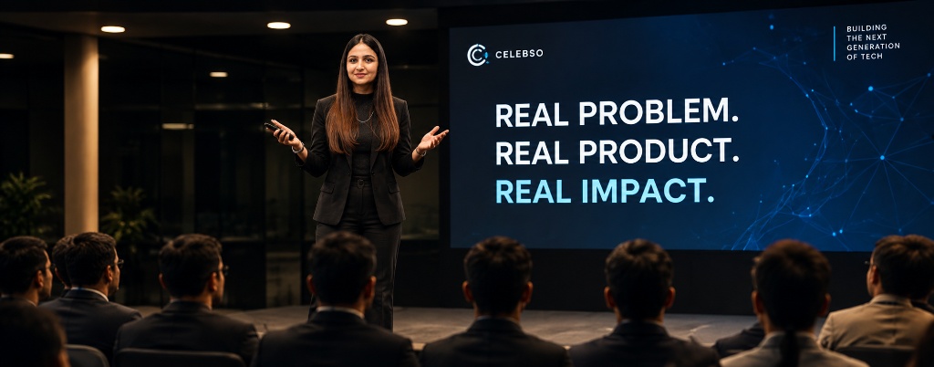 Real Problem Real Product Real Impact pitch stage
